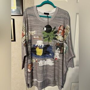 Gray Graphic Oversized Top